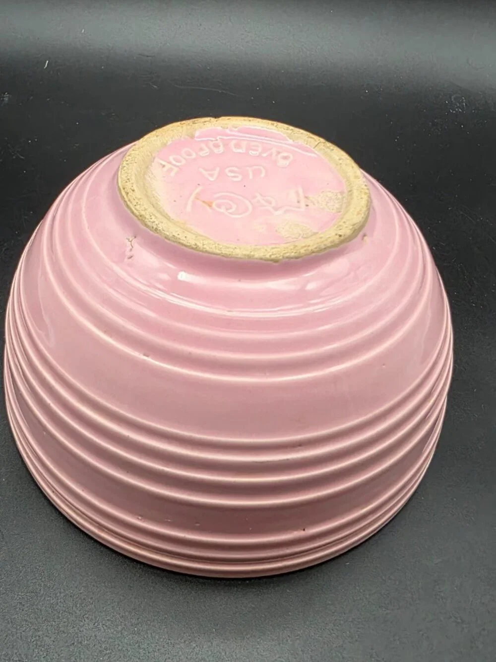 RARE Vintage McCoy USA Pink Ribbed Beehive Oven Proof Mixing Bowl 6” Wide